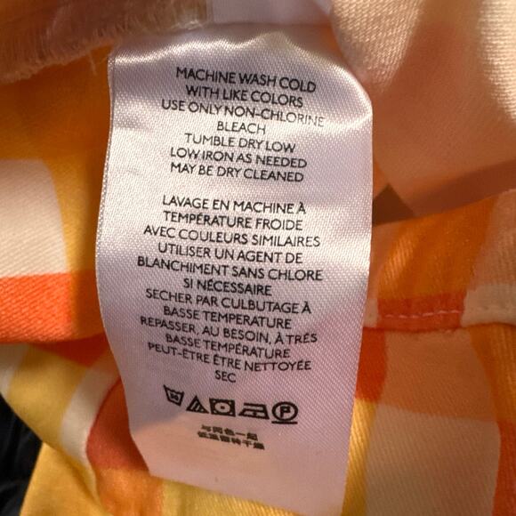 NWT Free People She's All That Printed Check Trouser Pants Yellow Orange Sz 12 - Picture 10 of 11
